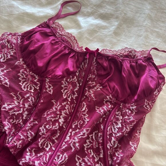 Elegant Burgundy Lace Slip Dress - Picture 4 of 4